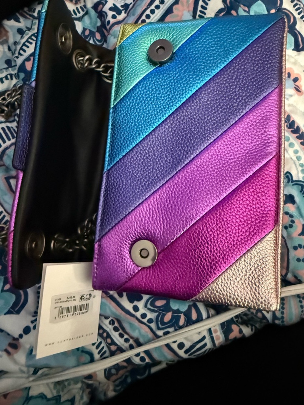 Kurt Geiger London Rainbow Kensington Bag NWT + Slides Sandals Size 9.5 (Worn) - Picture 5 of 9